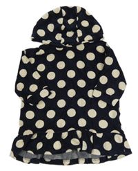 Tmavomodré puntíkaté froté šaty s kapucí Next