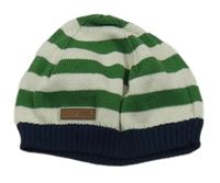 Smetanovo-zeleno-tmavomodrá lehká pletená pruhovaná čepice H&M