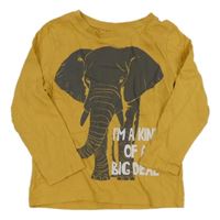 Okrové triko se slonem C&A