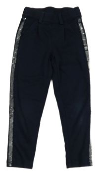 Tmavomodré tregíny s pruhem z flitrů S. Oliver