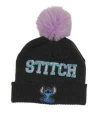 Tmavošedá pletená čepice se Stitchem a bambulí
