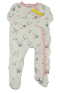 Nové - bílo-růžový overal s králíky