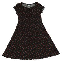 Černé šaty s třešněmi Primark