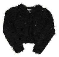 Černé chlupaté propínací bolerko s flitry Topolino