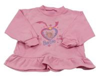 Růžová mikina s Barbie a volánkem 