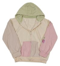 Smetanovo-růžovo-mintová propínací mikina s kapucí George