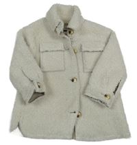 Smetanová huňatá podšitá bunda s kapsami F&F