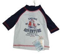 Nové - bílo-tmavomodré UV triko s nápisem Mothercare