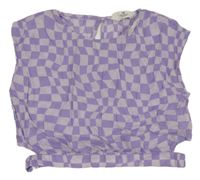 Nové - fialový kostkovaný crop top H&M