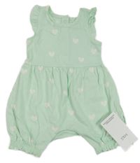 Nové - Mintový kraťasový overal se srdíčky M&S