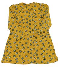 Okrové puntíkaté šaty s květy Matalan
