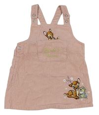 Růžové manšestrové laclové šaty s Bambi a Thumperem Primark