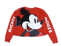 Červená crop mikina s Mickeym s flitry Primark