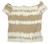 Hnědo-bílé pruhované crop tričko H&M