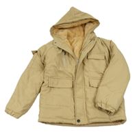 Béžová šusťáková zimní bunda s kapucí Shein