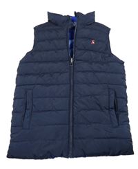 Tmavomodrá šusťáková zateplená oboustranná vesta Joules