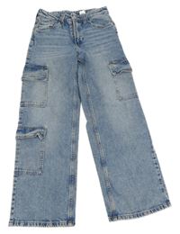 Světlemodré široké cargo rifle H&M