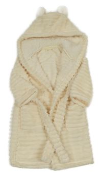 Smetanový žebrovaný plyšový župan s kapucí Mothercare