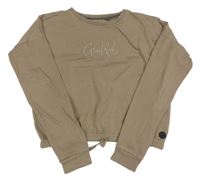 Hnědá crop mikina s nápisem