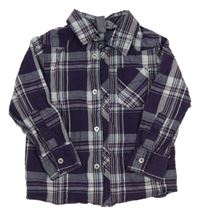Fialovo-bílo-světlemodrá kostkovaná košile H&M