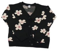 Černý květovaný propínací svetr Dopodopo