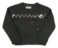 Tmavošedý svetr s flitry Primark