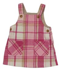 Růžovo-bílo-béžové kostkované laclové šaty Nutmeg