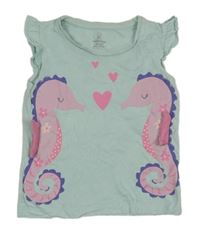 Světlemodré tričko s mořskými koníky Mothercare