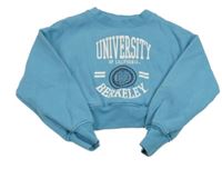 Světlemodrá crop mikina s nápisy 