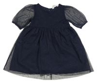 Tmavomodré třpytivé tylové šaty H&M