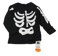 Nové - Černé triko s kostrou Dunnes Stores