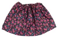 Černo-fuchsiovo-modrá květovaná sukně 