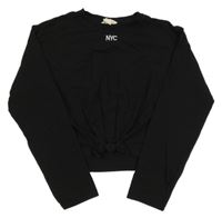 Černé crop triko s nápisem H&M