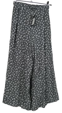 Dámské černo-bílé květované culottes kalhoty New Look 