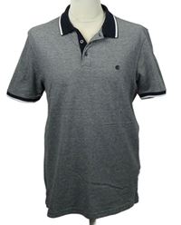 Pánské tmavomodré melírované polo tričko Soulcal&Co