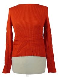 Dámský červený žebrovaný crop svetr Primark 