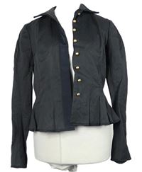 Dámský tmavomodrý crop blejzr s gombíky Nicole Farhi