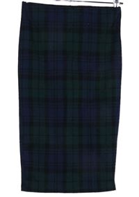 Dámská zeleno-tmavomodrá kostkovaná pouzdrová sukně Primark 