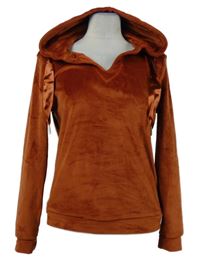 Dámská skořicová sametová mikina s kapucí Up2Fashion 