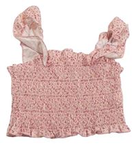 Růžový květinový žabičkový crop top zn. Shein