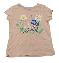 Světlerůžové tričko s kytičkami Mothercare
