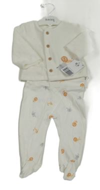 Nové- 2set- bílá sametová propínací mikina se zvířátky+ polodupky Matalan