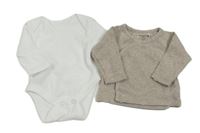 2set- bílé body+ béžové triko vel.44