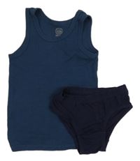 2set- tmavomodrý nátělník+ tmavomodré slipy