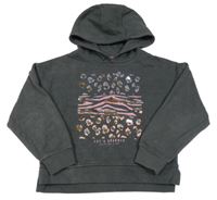 Šedá mikina s flíčky, flitry a kapucí Nutmeg