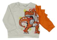 Bílo-oranžová lehká mikina s dinem 