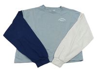 Modro-tmavomodro-bílá crop mikina s nápisem H&M