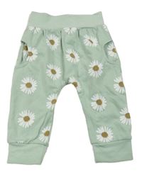 Světlezelené květinové lehké tepláky 