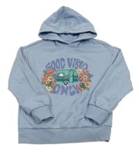 Světlemodrá mikina s obrázkem a kapucí 