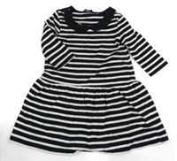 Černo-bílé pruhované bavlněné šaty George